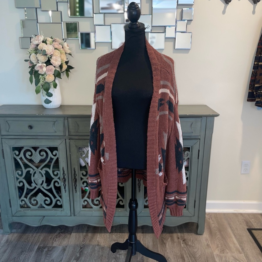 Women's Brown Patterned Cardigan